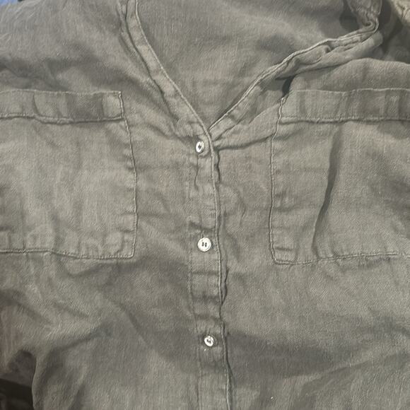 ZARA Women's Olive Green Utility Relaxed Roll Tab Sleeve Button Down Shirt Sz S - Picture 4 of 7